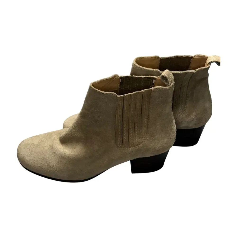 Array Womens Tan Suede Chelsea Ankle Boots Block Heel Size 10.5 - Picture 4 of 7